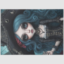 Blauw Haired Disheveled Pirate Girl Decoupage Papi