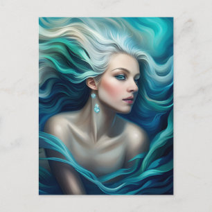 Blauw Haired Goddess Briefkaart