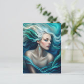 Blauw Haired Goddess Briefkaart (Staand voorkant)