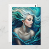 Blauw Haired Goddess Briefkaart (Voorkant / Achterkant)