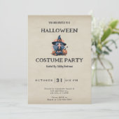  Blauw Haired Witch  Halloween Kaart (Staand voorkant)