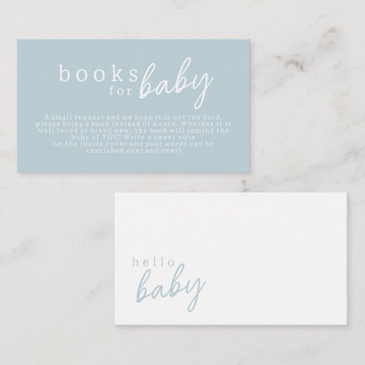Blauw Hallo Baby Moderne Baby showers Boeken voor  Informatiekaartje (Voorkant / Achterkant)