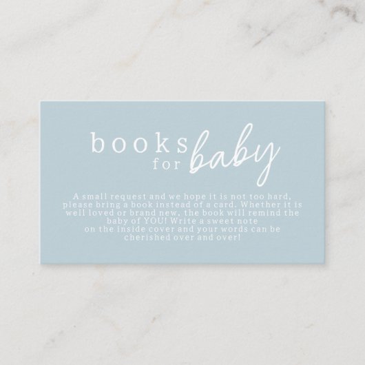 Blauw Hallo Baby Moderne Baby showers Boeken voor  Informatiekaartje (Voorkant)