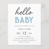 Blauw HALLO | BABY | Uitnodiging voor Baby shower (Voorkant)