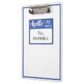 Blauw Hallo mijn naam is het minimale Label van de Klembord (Links)