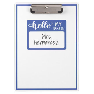 Blauw Hallo mijn naam is het minimale Label van de Klembord