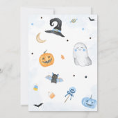 Blauw Halloween Baby shower Kaart (Achterkant)