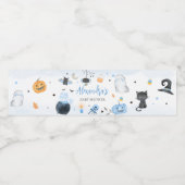 Blauw Halloween Baby shower Waterfles Etiket (Enkel label)