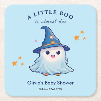 Blauw Halloween Een Klein Boe Babyshower Kartonnen Onderzetters