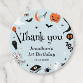 Blauw Halloween Jongen Verjaardagsfeest Bedankjes Labels (Voorkant)