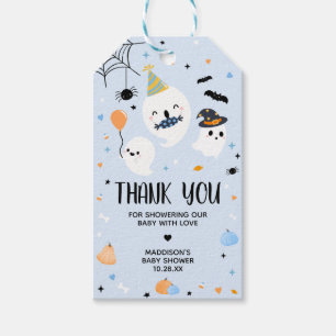 Blauw Halloween Little Boo Baby shower Favor Tags Cadeaulabel