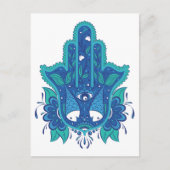 Blauw Hamsa-ontwerp Briefkaart (Voorkant)