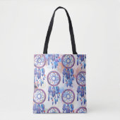 Blauw Hand geschilderd Waterverf Modern Boho Tote Bag (Voorkant)