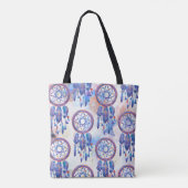 Blauw Hand geschilderd Waterverf Modern Boho Tote Bag (Achterkant)