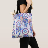 Blauw Hand geschilderd Waterverf Modern Boho Tote Bag (Dichtbij)