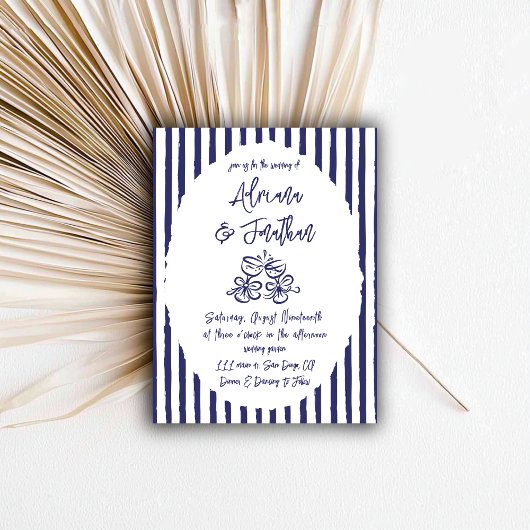  Blauw Hand getrokken bruiloft Kaart