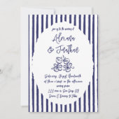  Blauw Hand getrokken bruiloft Kaart (Voorkant)