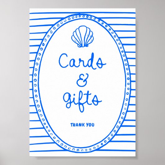 Blauw Hand getrokken Lijst Kust Kaarten geschenken Poster (Voorkant)