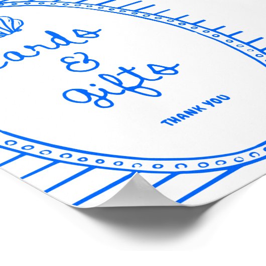 Blauw Hand getrokken Lijst Kust Kaarten geschenken Poster (Hoek)