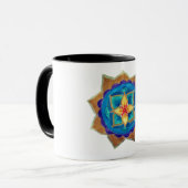 Blauw handgeschilderd mandala kunst Ringer Combo M Mok (Voorkant links)