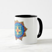 Blauw handgeschilderd mandala kunst Ringer Combo M Mok (Voorkant rechts)