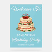 Blauw handgeschreven script Winter Verjaardag Welk Acryl Bord (Voorkant)