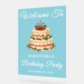 Blauw handgeschreven script Winter Verjaardag Welk Acryl Bord (Hoek)