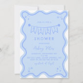 blauw handgetekend doodle-Baby shower Kaart (Voorkant)