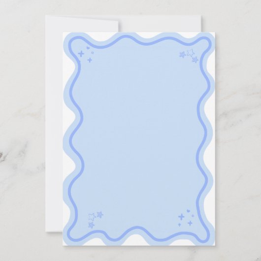blauw handgetekend doodle-Baby shower Kaart (Achterkant)