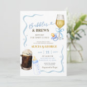 Blauw handgetekend eigenzinnig Baby shower Kaart (Staand voorkant)