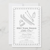 Blauw handgetekend ski grijs Baby shower Kaart (Voorkant)