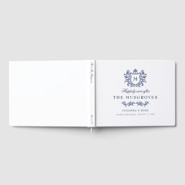 Blauw handgetekend vintage wapenschild monogram br gastenboek
