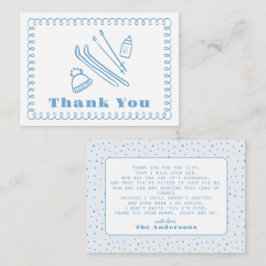 Blauw handgetekende après bébé Baby shower Bedankt Notitiekaartje