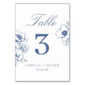  blauw handgetekende bloementuin bruiloft kaart (Voorkant)