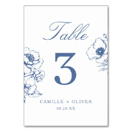 blauw handgetekende bloementuin bruiloft kaart