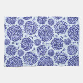 Blauw handgetekende bloemmotief theedoek (Horizontaal)