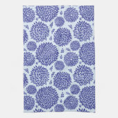 Blauw handgetekende bloemmotief theedoek (Verticaal)