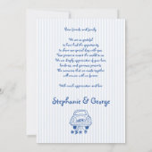 Blauw handgetekende krabbel grillige foto bruiloft bedankkaart (Achterkant)