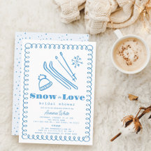 Blauw handgetekende sneeuw in liefde bruidsdouche