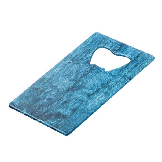Blauw handgeverfd Thaise zijde Creditkaart Flessenopener (Voorkant Gekanteld)