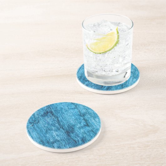 Blauw handgeverfd Thaise zijde Zandsteen Onderzetter (Zijkant)