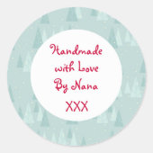 Blauw 'Handmade by' Kerst stickers (Voorkant)