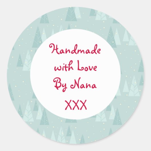 Blauw 'Handmade by' Kerst stickers (Voorkant)