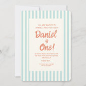 Blauw handschrift Wavy Pastel Baby eerste verjaard Kaart (Voorkant)