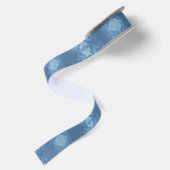 Blauw handtekening goth patroon satijnen lint (Achterkant)