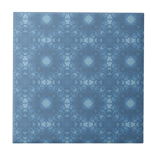 Blauw handtekeningpatroon tegeltje (Voorkant)