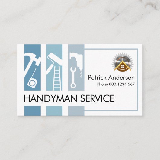 Blauw Handyman Tools Tab Building Visitekaartje (Voorkant)