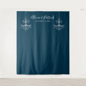 Blauw hangende kroonluchter Huwelijksfotobackdrop Wandkleed (Voorkant)