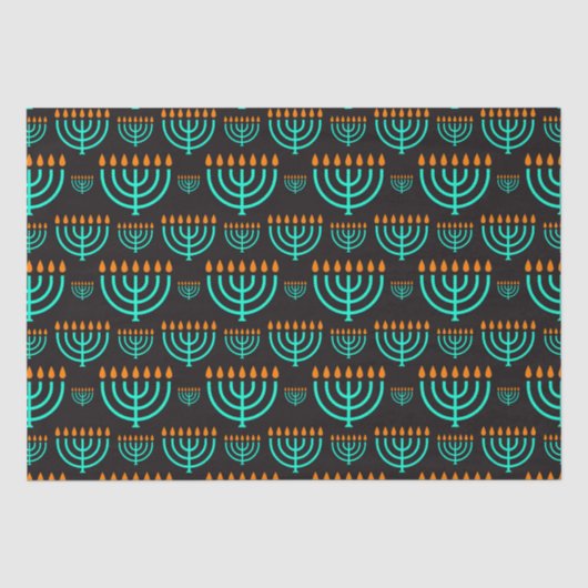 Blauw Hanukka Menora Tissuepapier (Voorkant)