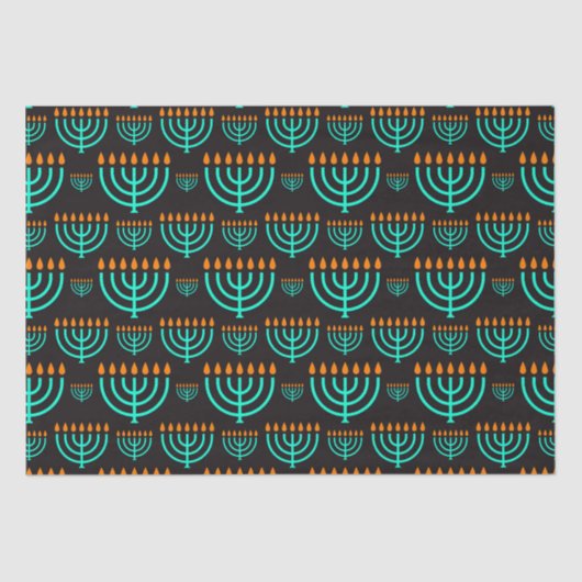 Blauw Hanukkah Menorah-weefselpapier Tissuepapier (Voorkant)